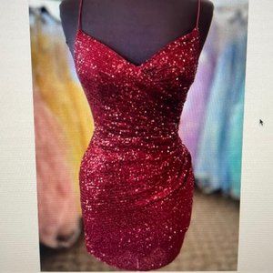 Sequined Formal Dress -- Burgundy --Size 6